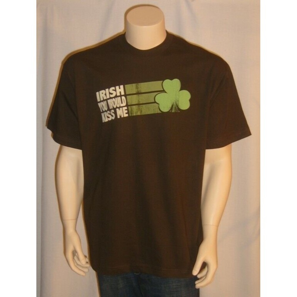 Irish You Would Kiss Me - T Shirt Mens Sizes Brown St Patty's Day 100% Cotton